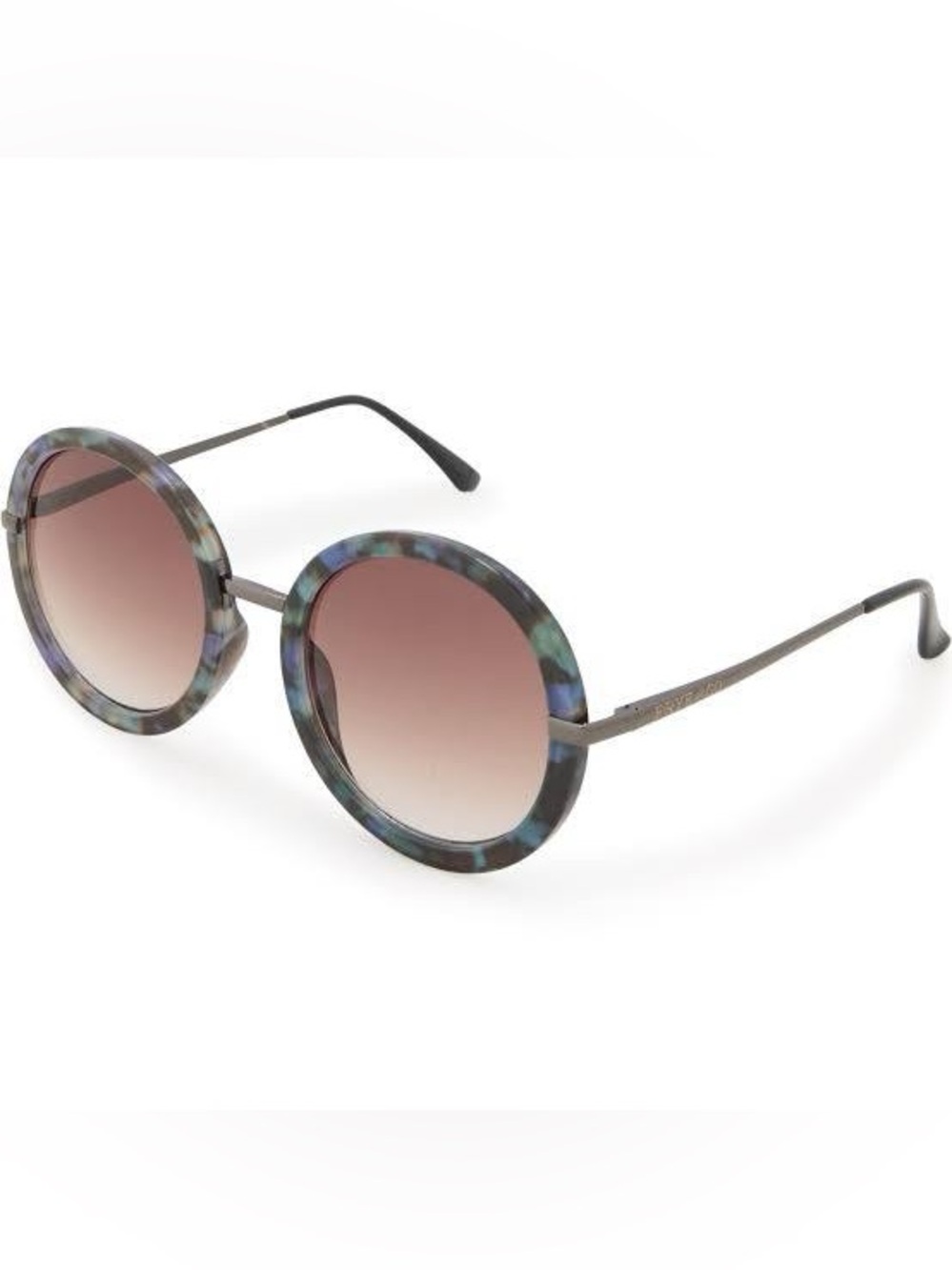 FRYE AND CO. Round Sunglasses with Blue-Green Tortoiseshell Frames